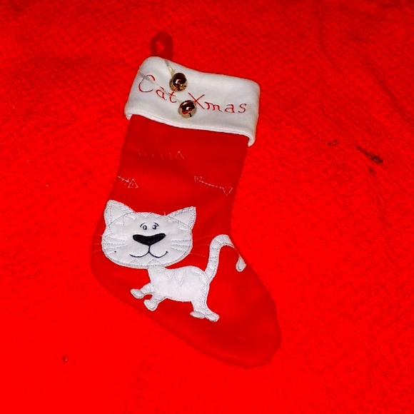 Cat Christmas stocking with Jingle Bells - Picture 1 of 1